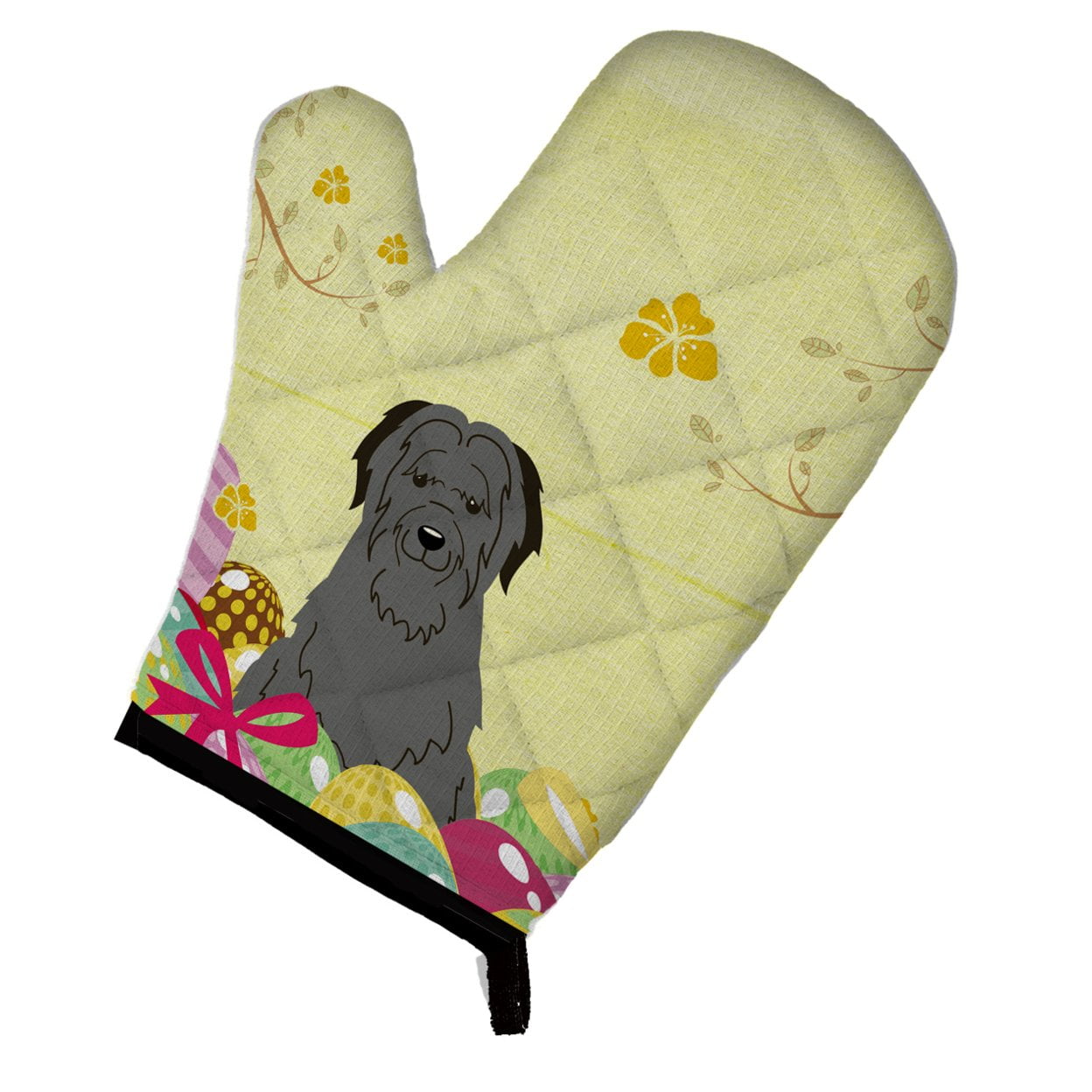 Picture of Carolines Treasures BB6081OVMT Easter Eggs Briard Black Oven Mitt