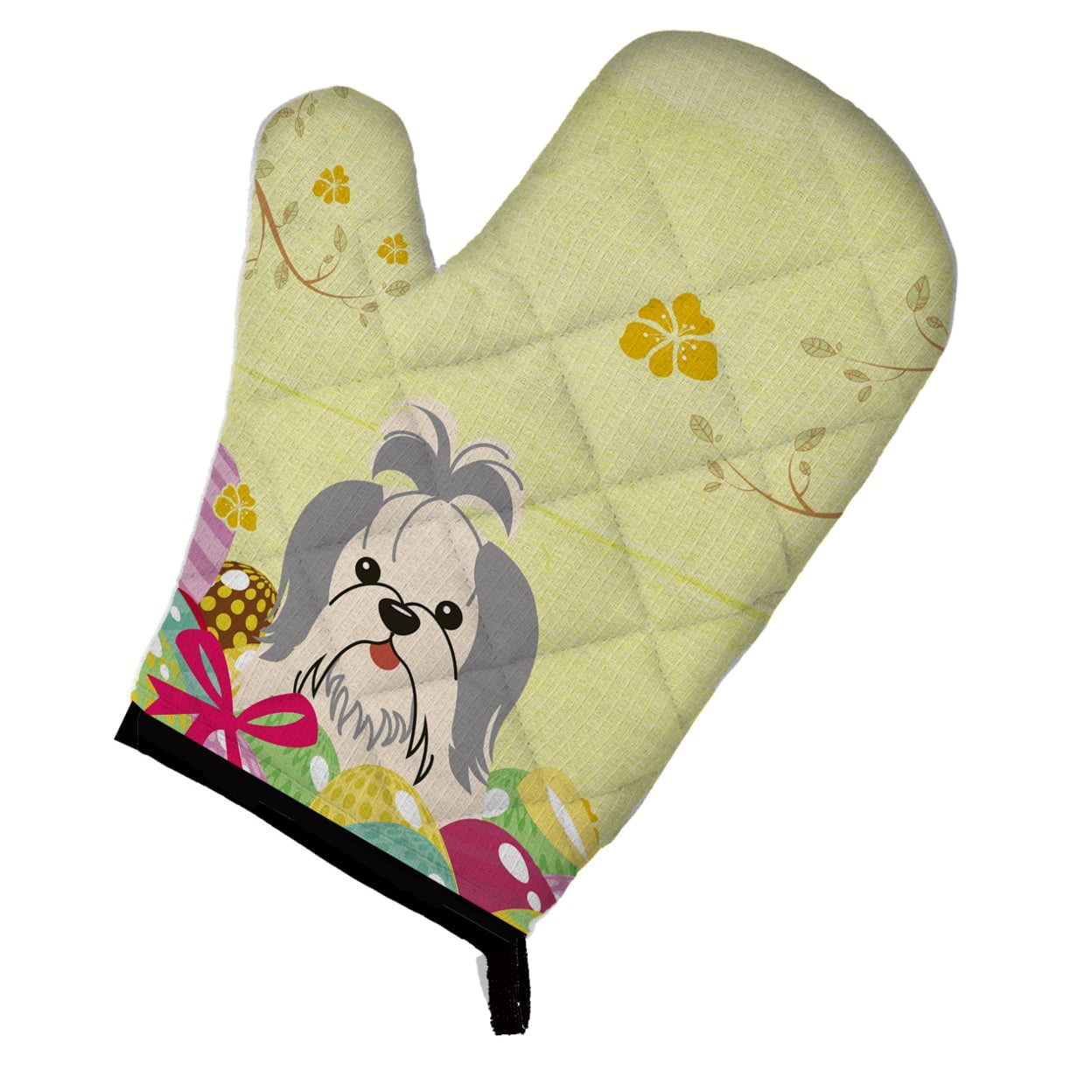 Easter Eggs Shih Tzu Silver & White Oven Mitt