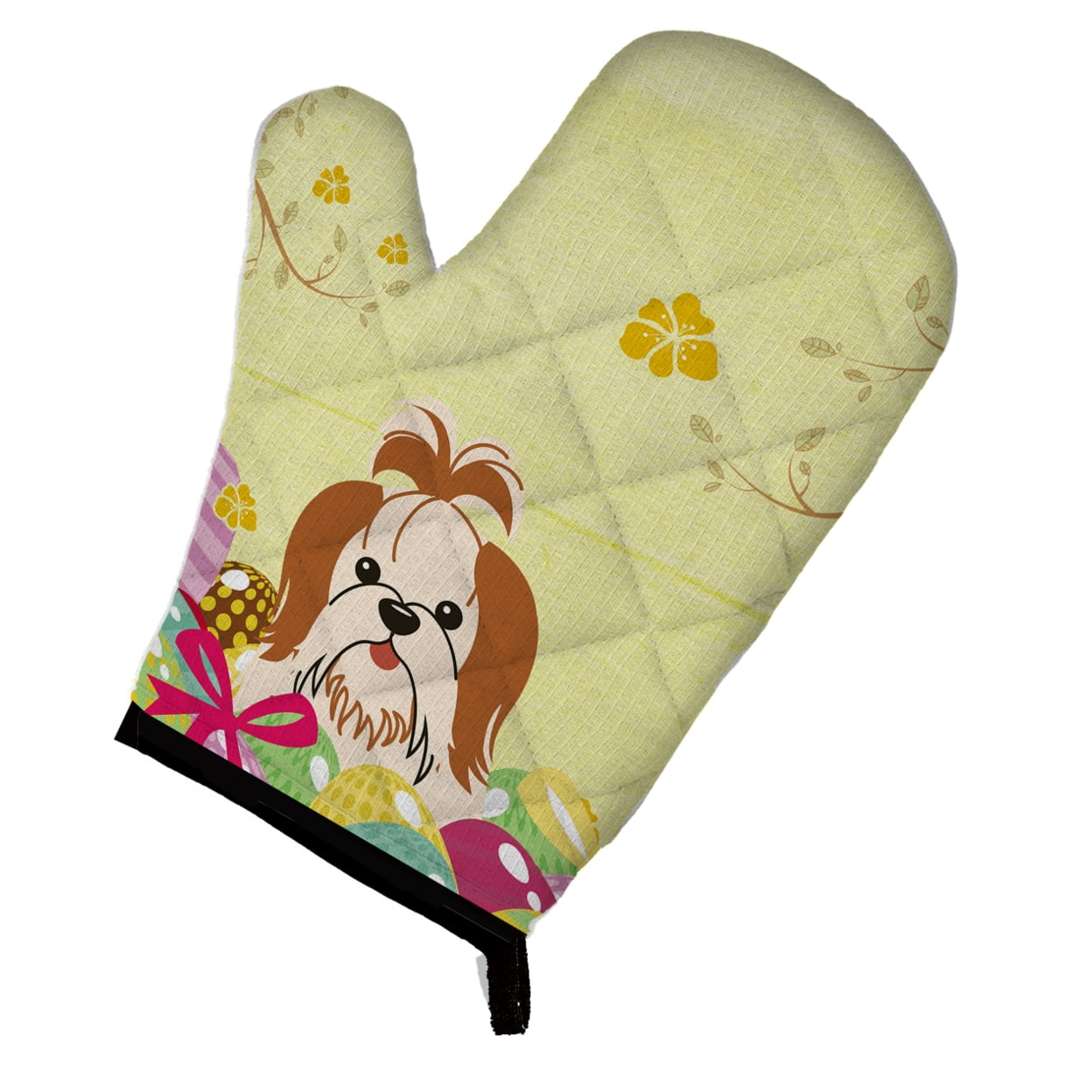 BB6087OVMT Easter Eggs Shih Tzu Red & White Oven Mitt