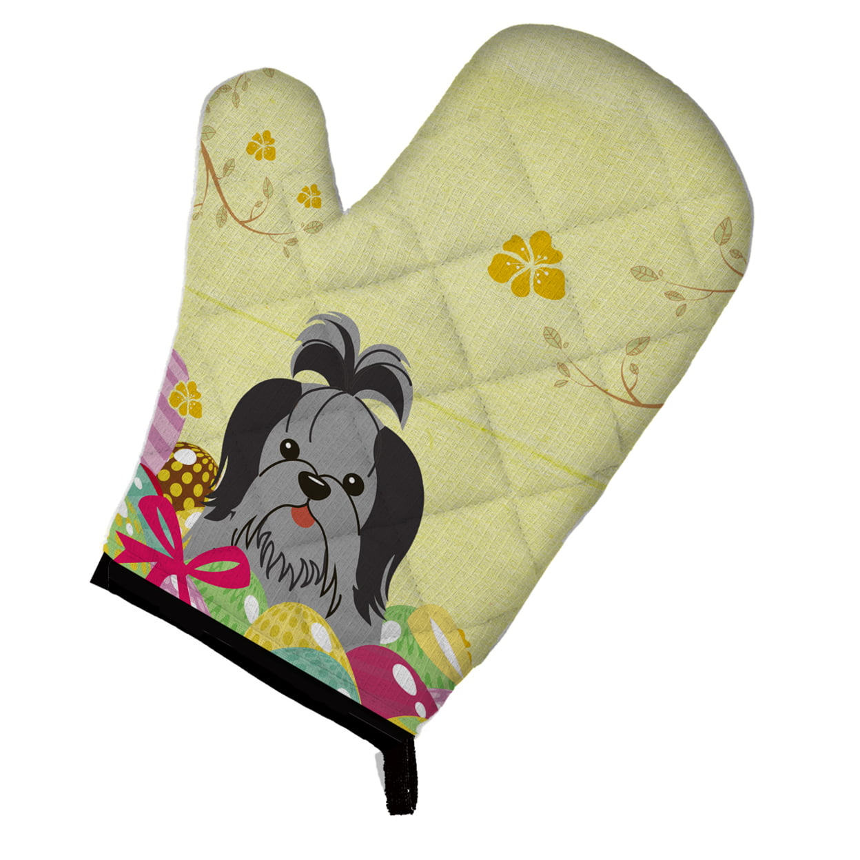 Easter Eggs Shih Tzu Black Silver Oven Mitt