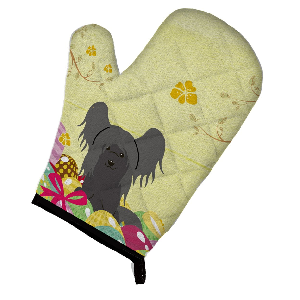 Easter Eggs Chinese Crested Black Oven Mitt