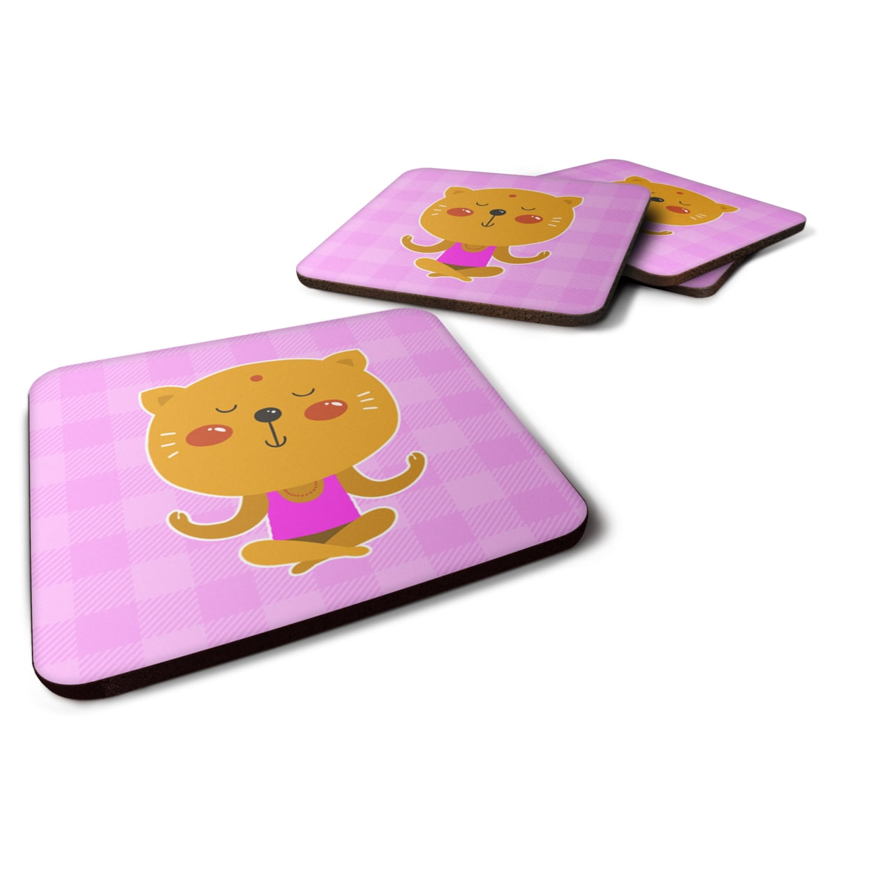 BB6728FC Yoga Cat Foam Coasters - Set of 4
