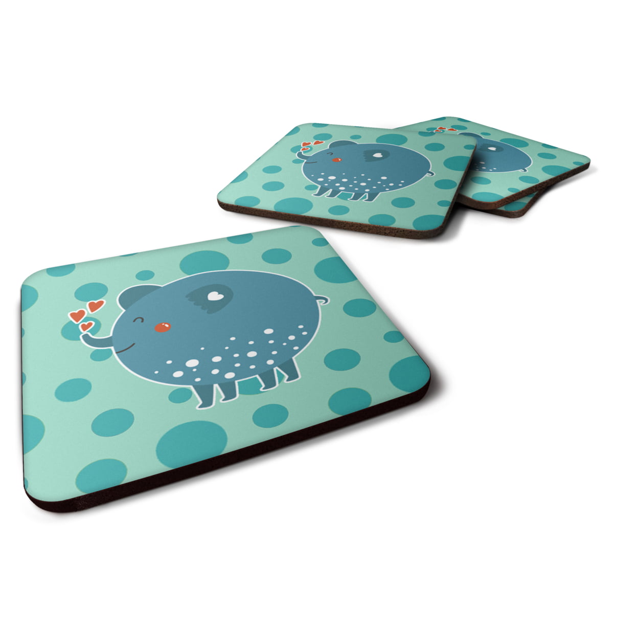Blue Elephant Foam Coasters - Set of 4