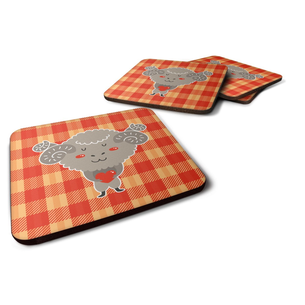 Ram With a Heart Foam Coasters - Set of 4