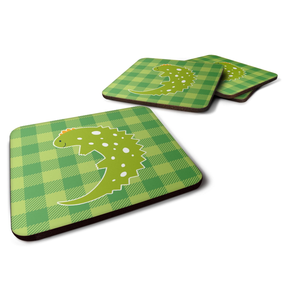 Lizard on Plaid Foam Coasters - Set of 4