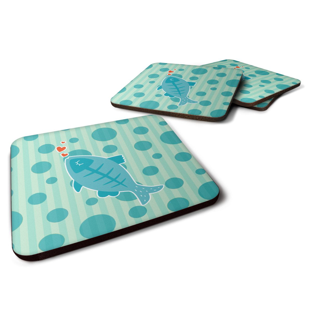Polkadot Fish Foam Coasters - Set of 4