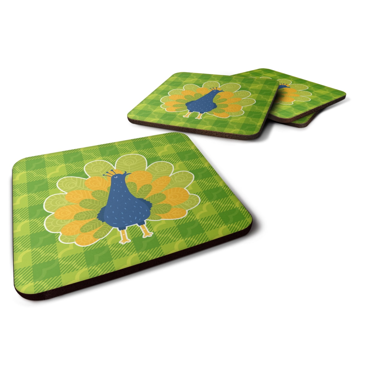 Pretty Peacock Foam Coasters - Set of 4