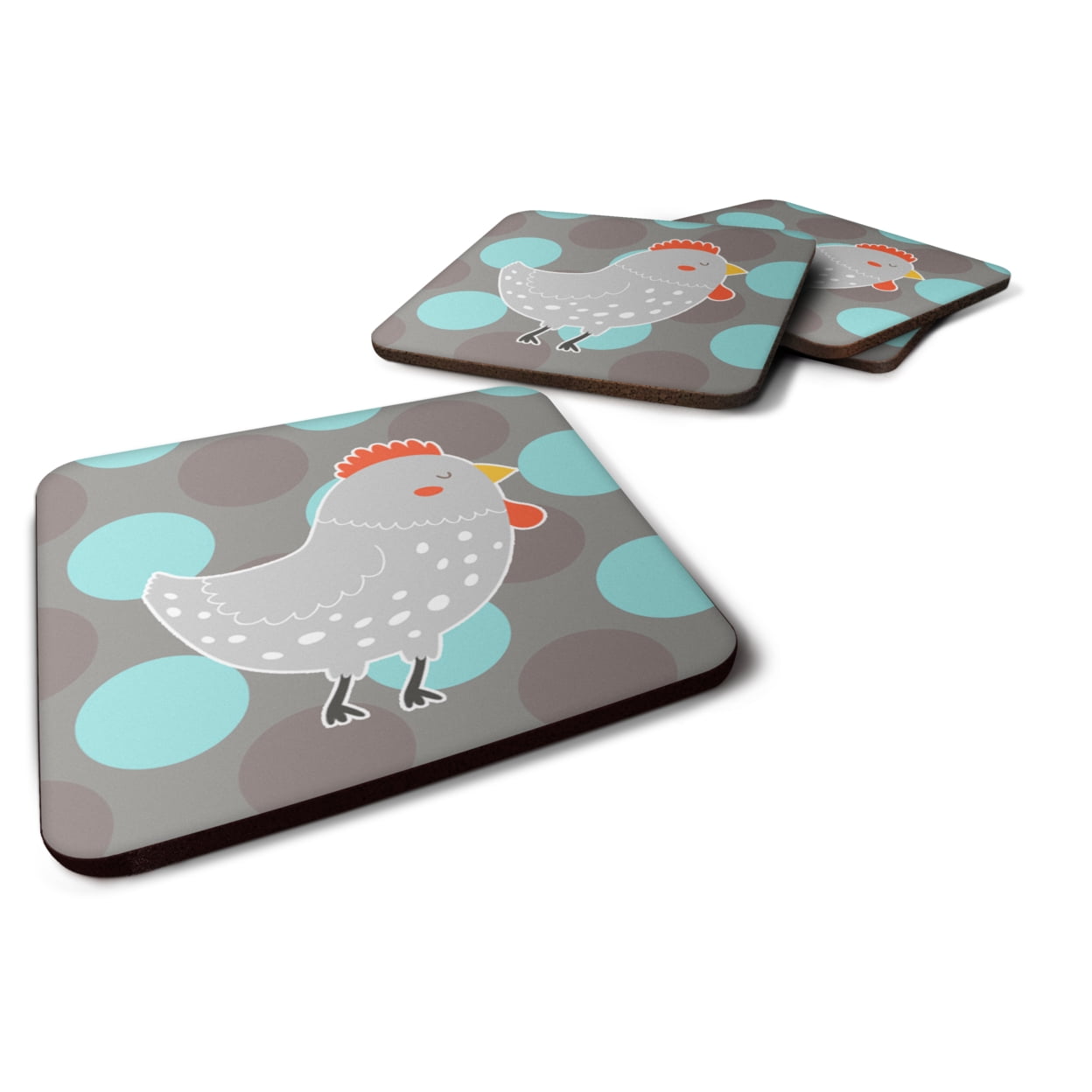 Grey Chicken Foam Coasters - Set of 4