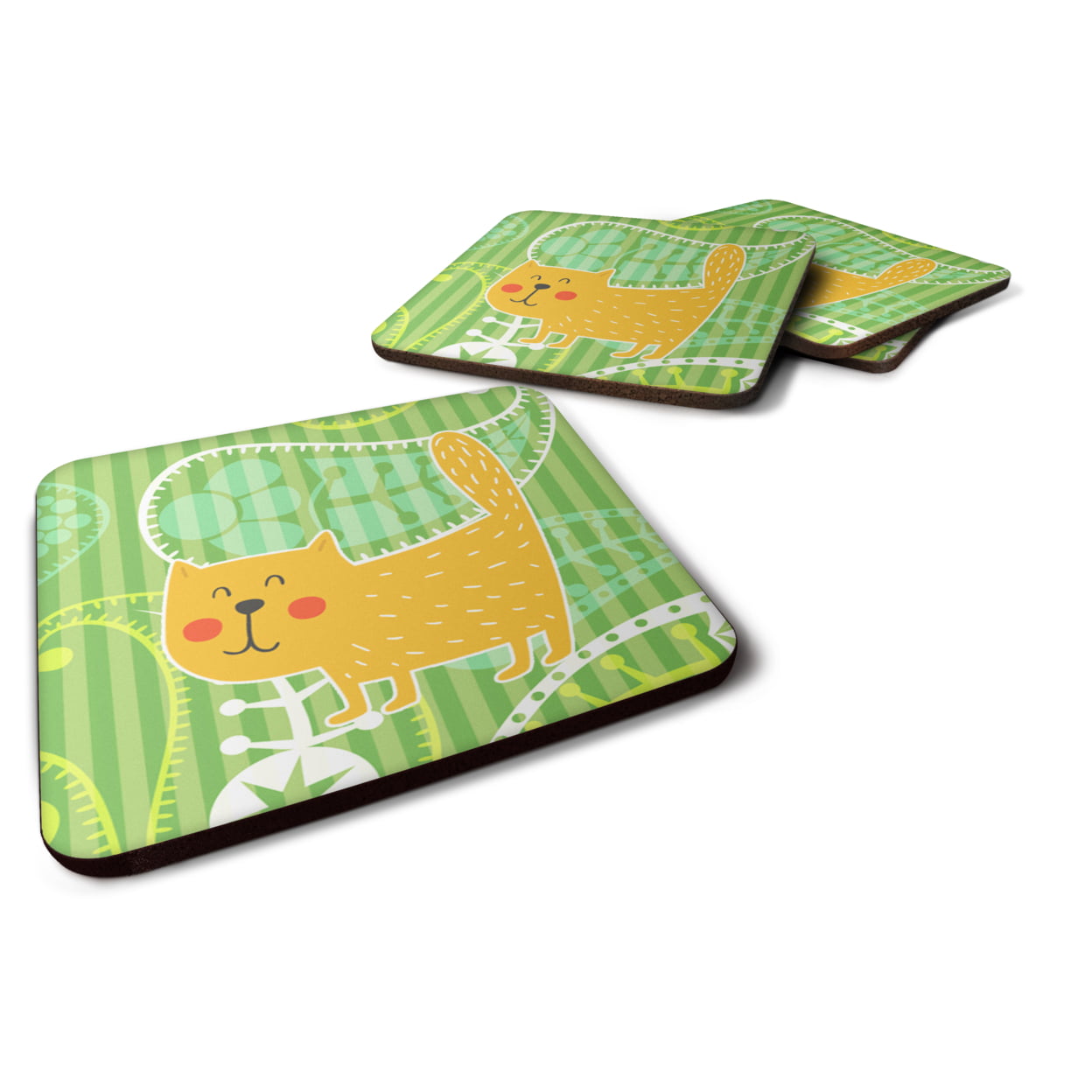 Cat on Paisley Foam Coasters - Set of 4
