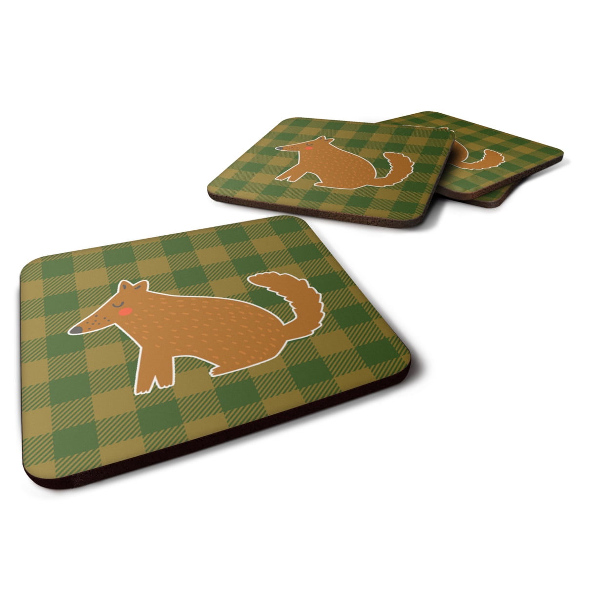 Brown Wolf Foam Coasters - Set of 4