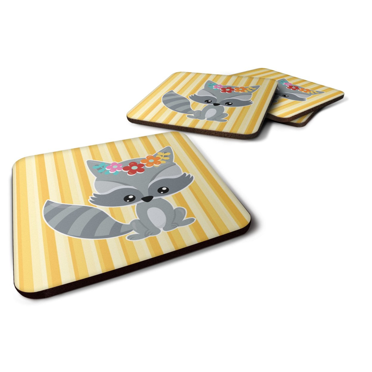 BB6791FC Raccoon Foam Coasters - Set of 4