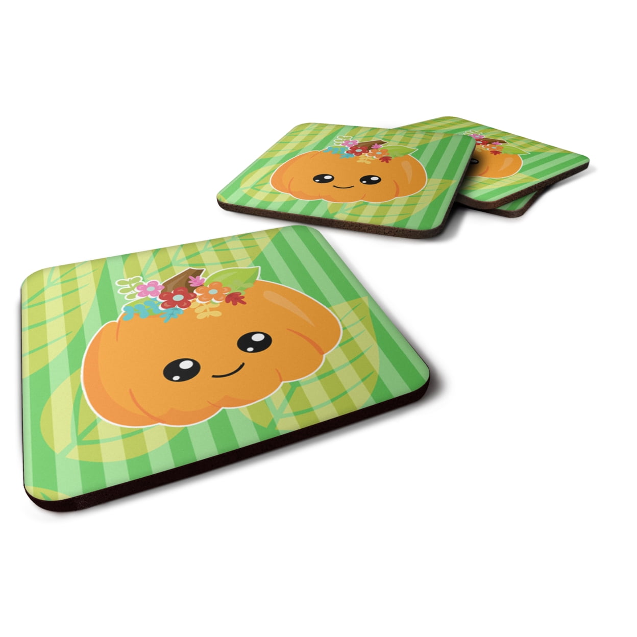 BB6796FC Pumpkin Fall Foam Coasters - Set of 4