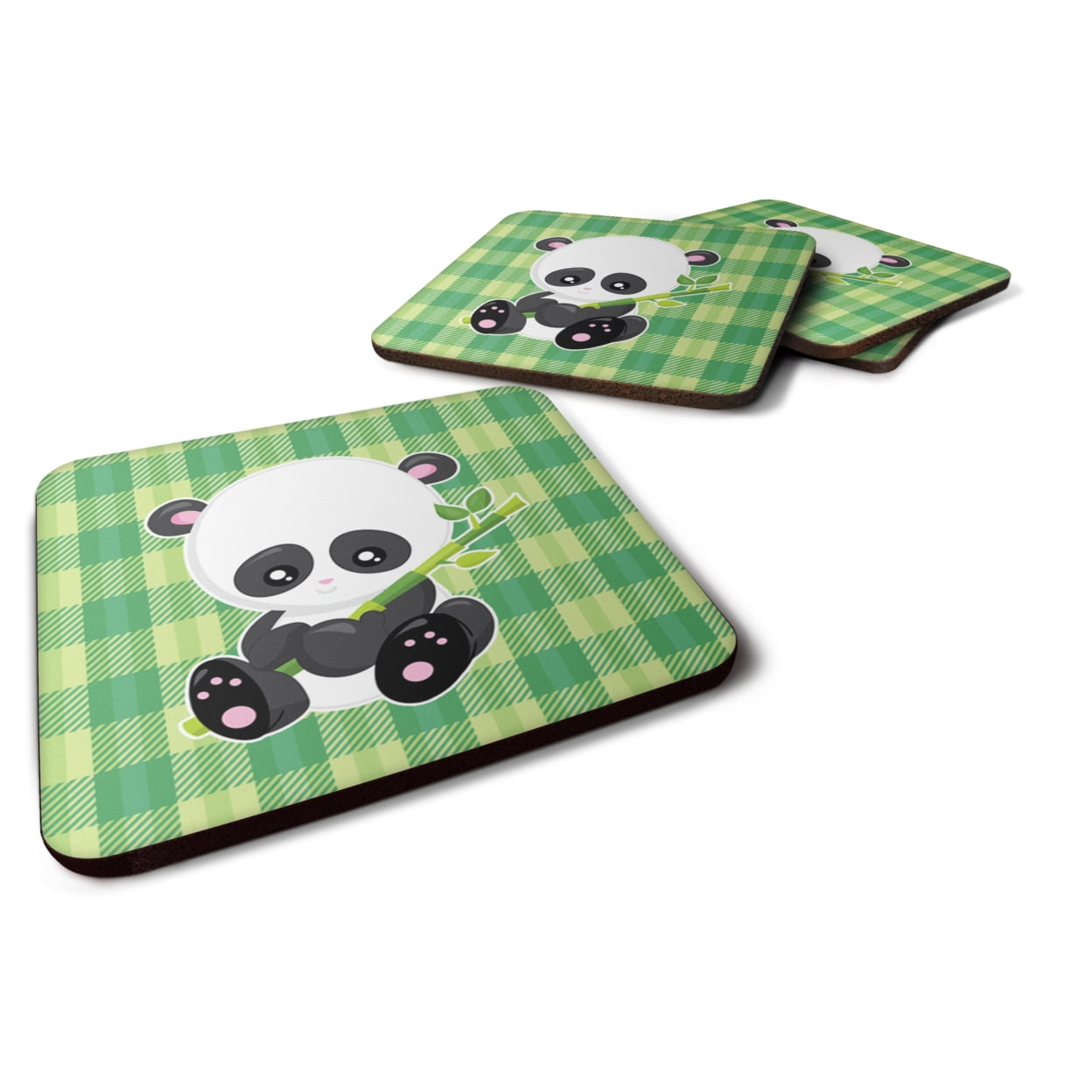 BB6801FC Panda Lucky Bamboo Foam Coasters - Set of 4