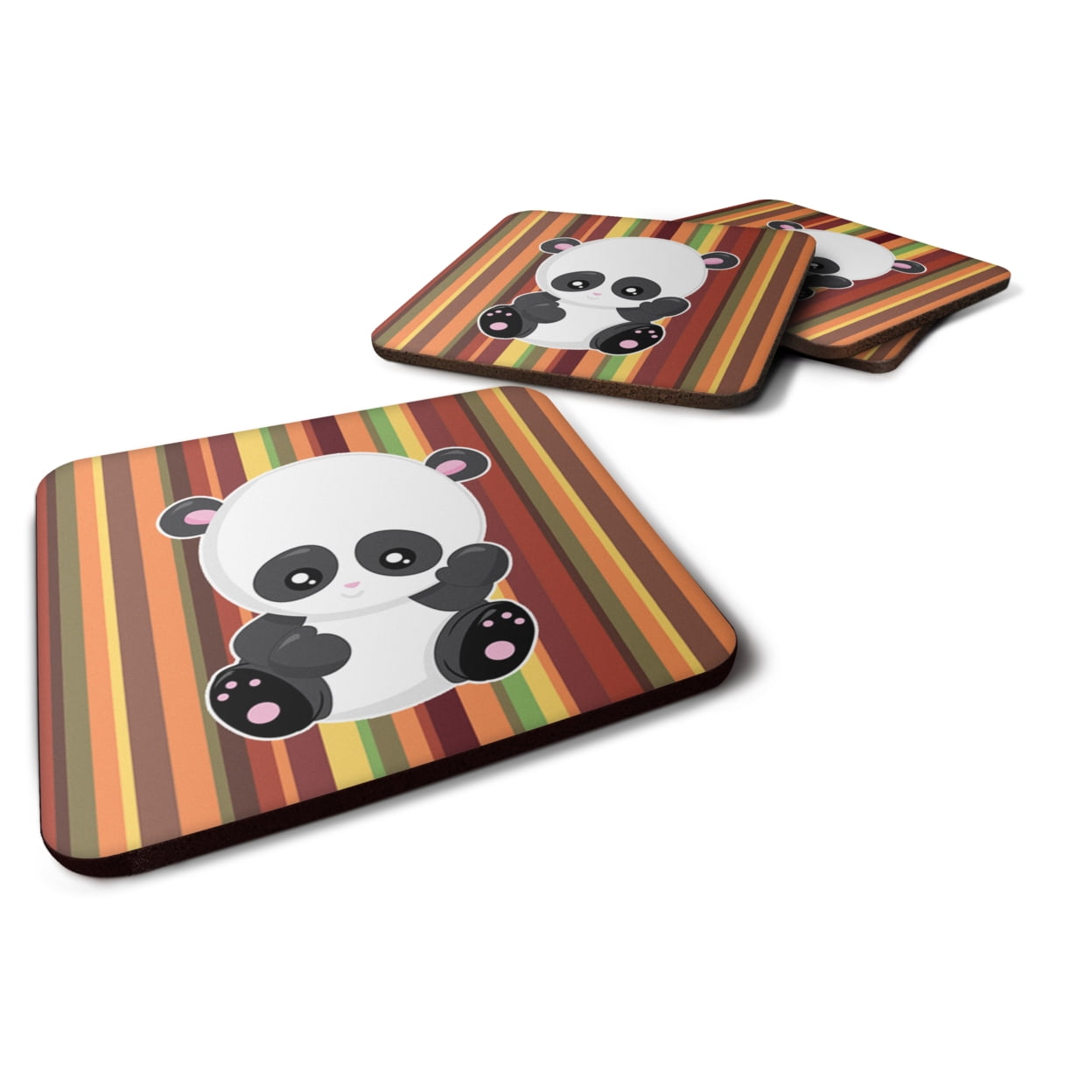 Striped Panda Foam Coasters - Set of 4