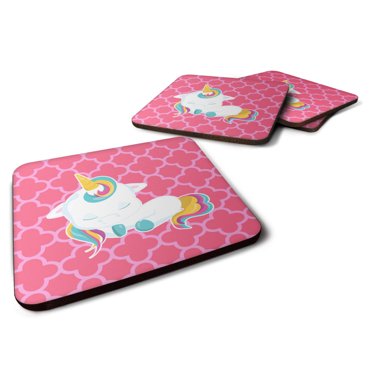 Quatrafoil Pink Unicorn Foam Coasters - Set of 4