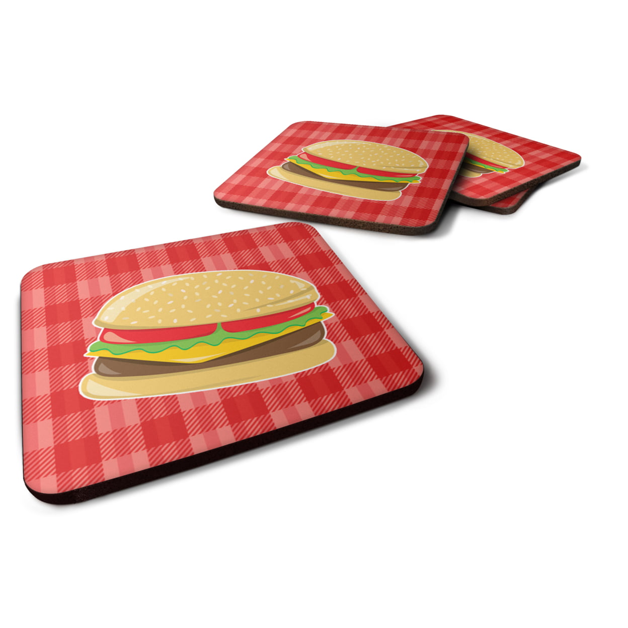 BB6812FC Hamburger Plaid Foam Coasters - Set of 4