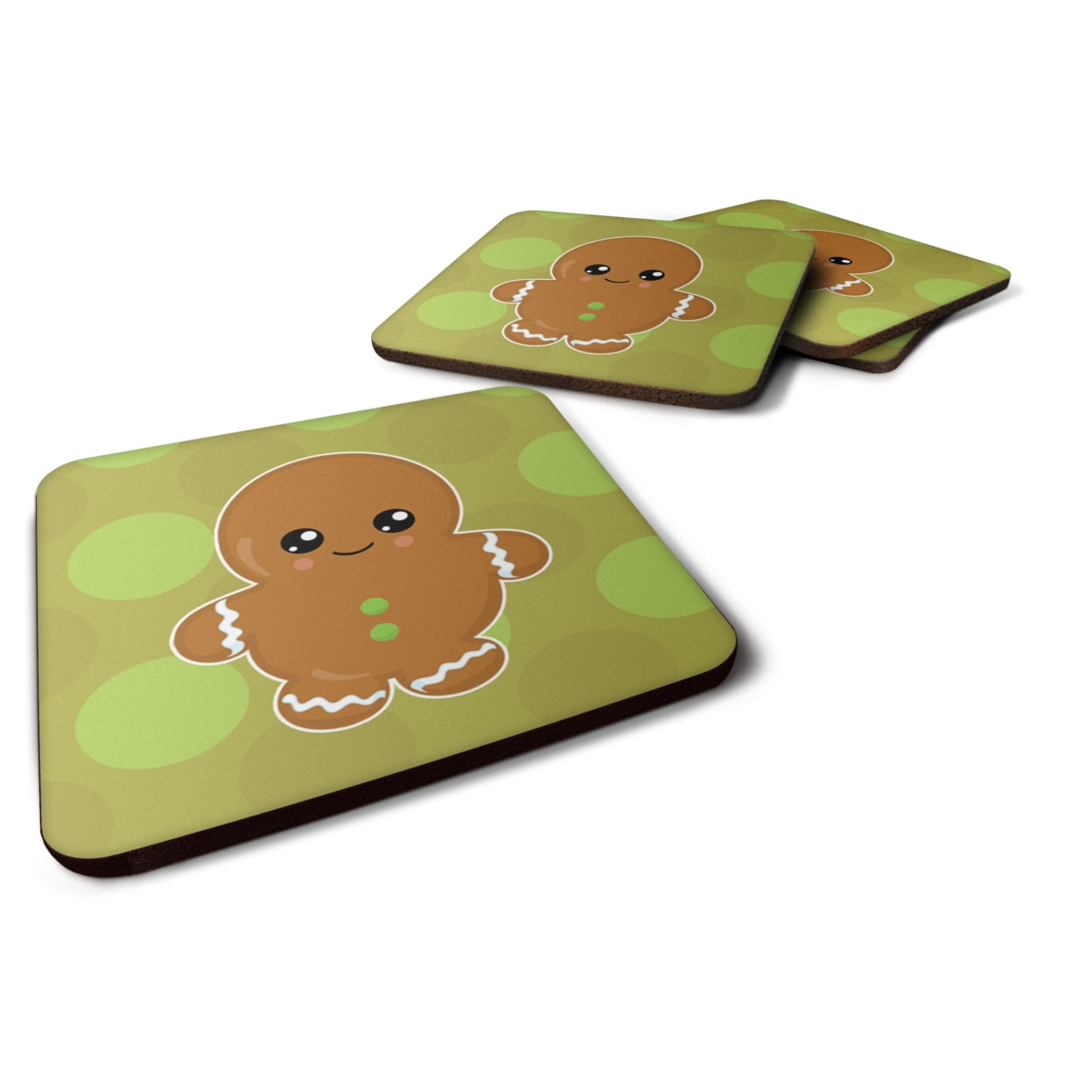 Christmas Gingerbread Man Foam Coasters - Set of 4