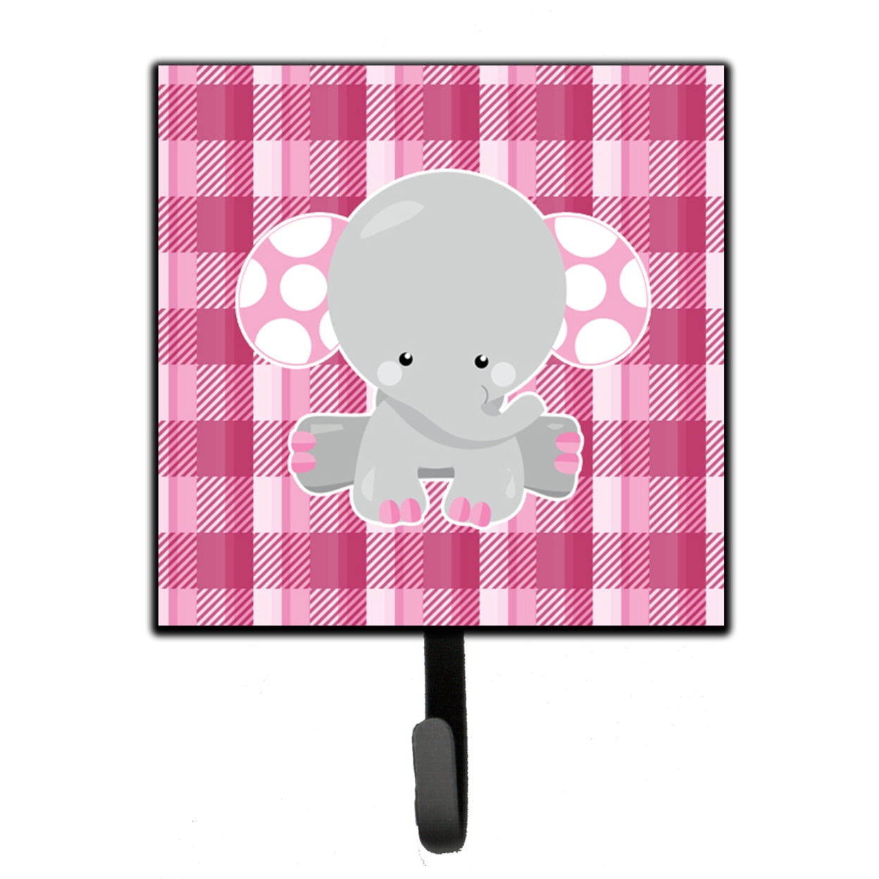 Picture of Carolines Treasures BB6952SH4 Elephant Pink Gingham Leash or Key Holder