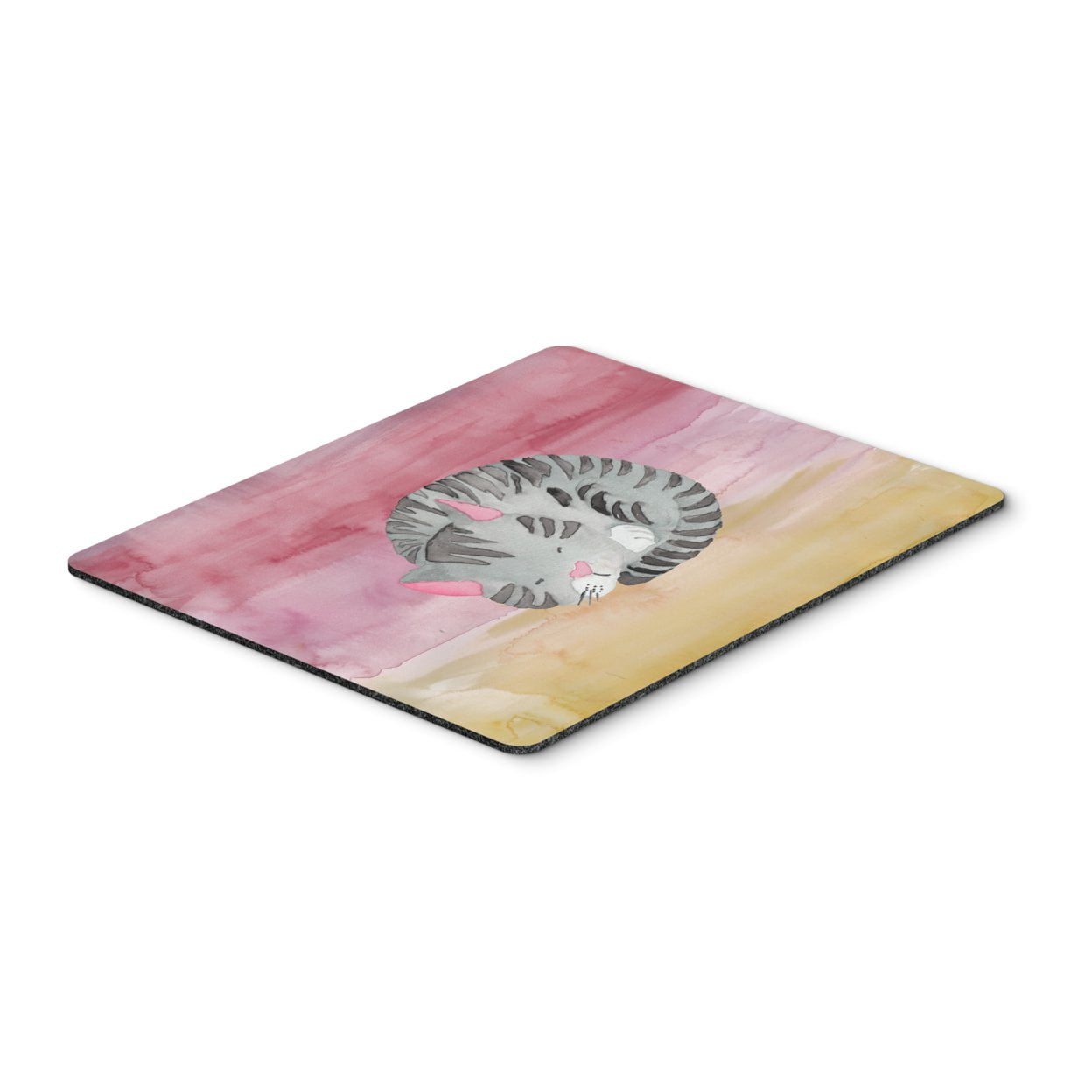 Sleeping Grey Cat Watercolor Mouse Pad, Hot Pad or Trivet