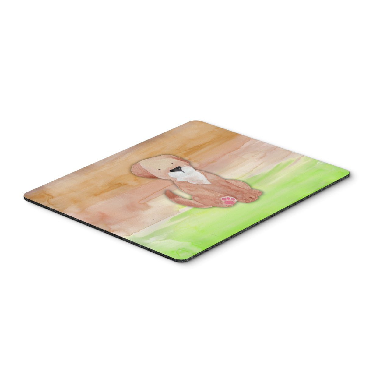 Dog Green & Brown Watercolor Mouse Pad, Hot Pad or Trivet