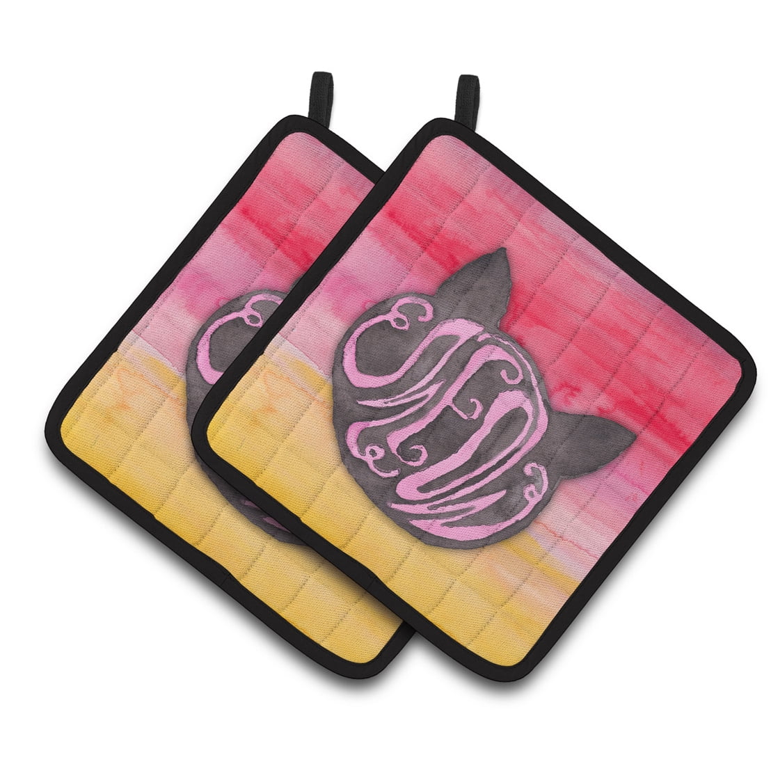 Cat Face Meow Watercolor Pair of Pot Holders
