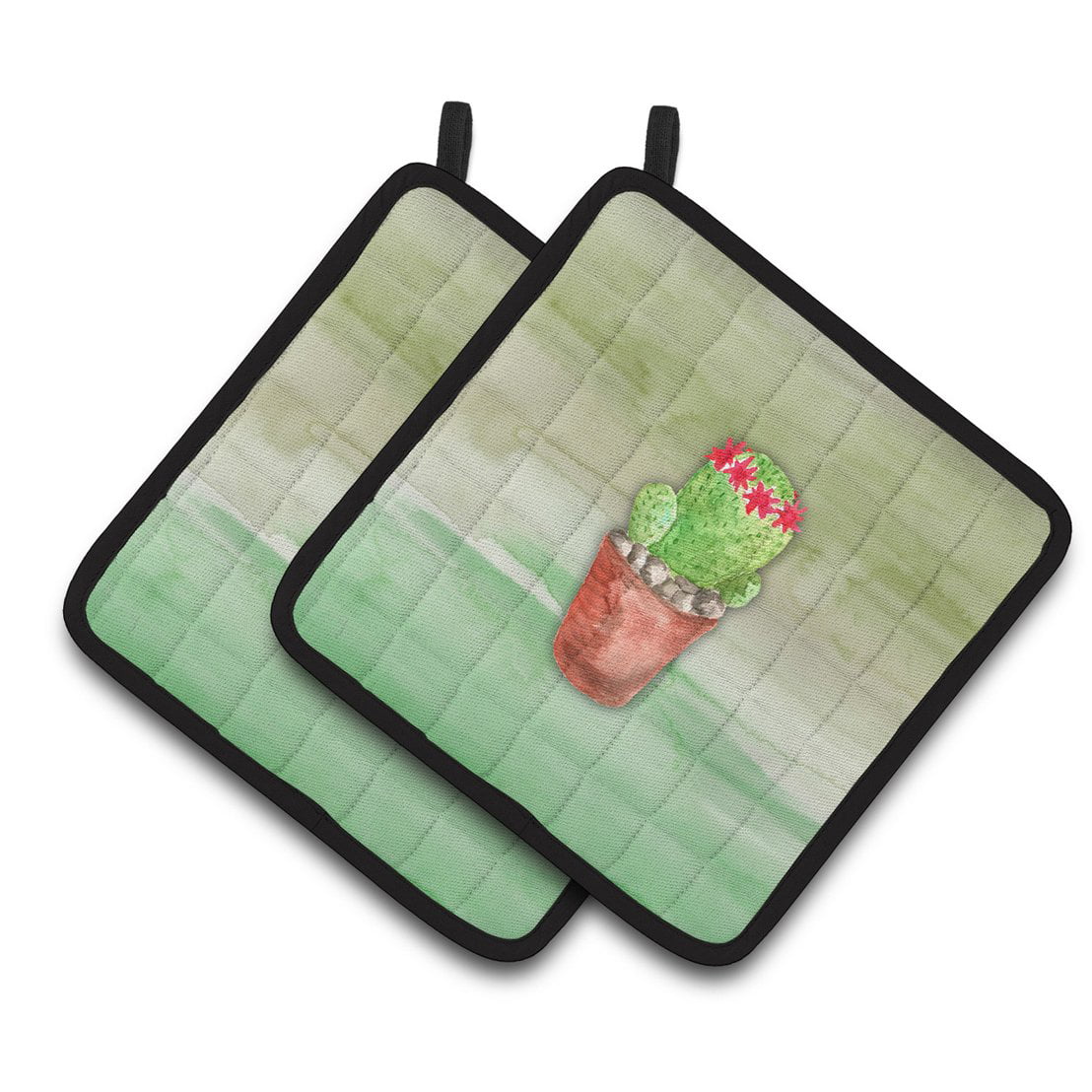 Cactus Green Watercolor Pair of Pot Holders