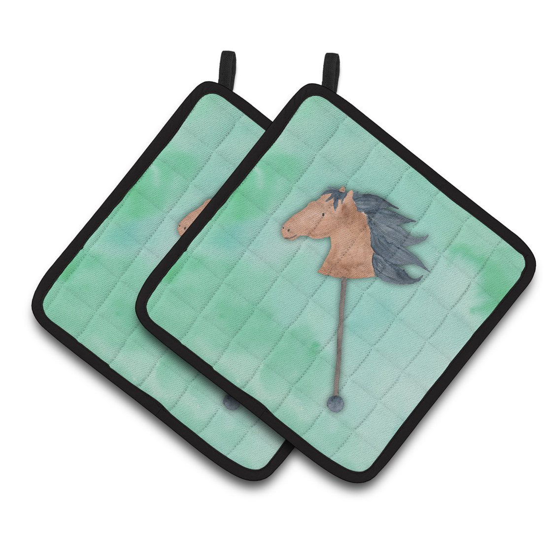 BB7366PTHD Stick Horse Watercolor Pair of Pot Holders