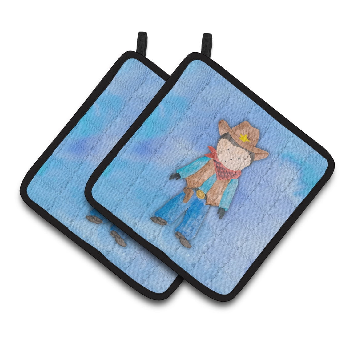 Cowboy Watercolor Pair of Pot Holders