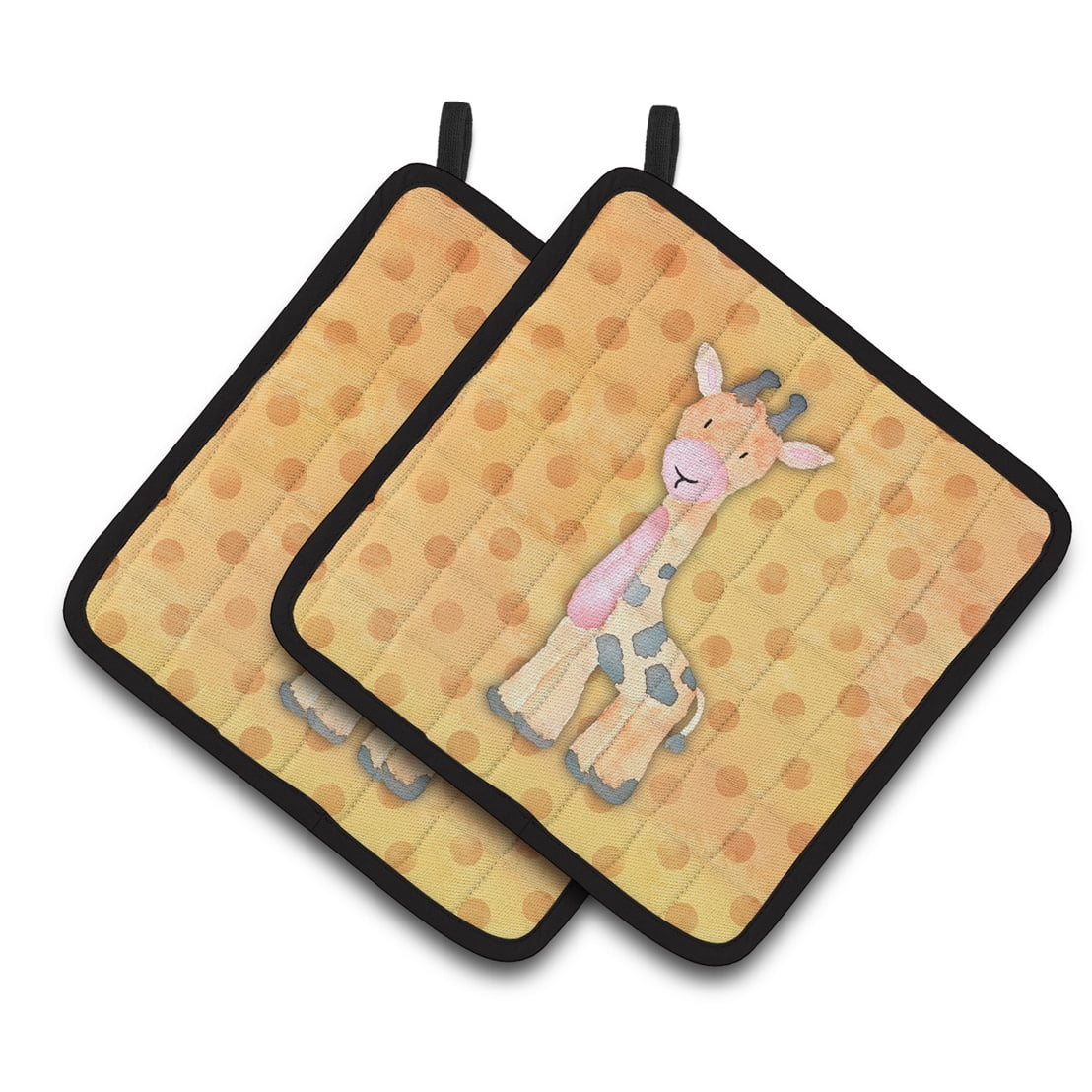 Polkadot Griaffe Watercolor Pair of Pot Holders