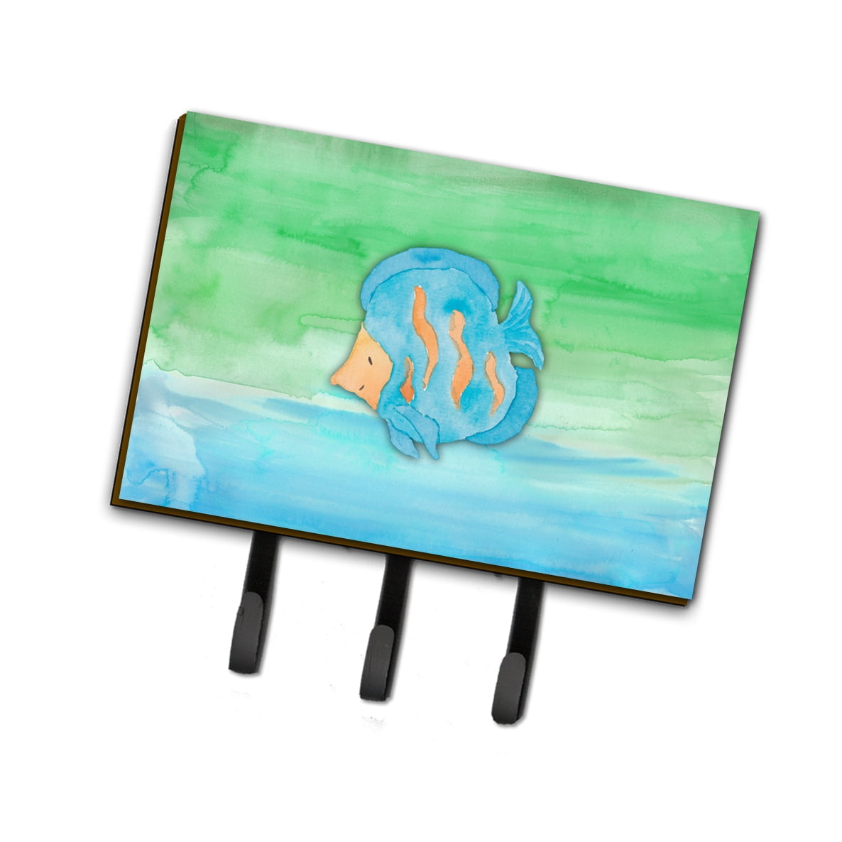 BB7419TH68 Blue Fish Watercolor Leash or Key Holder