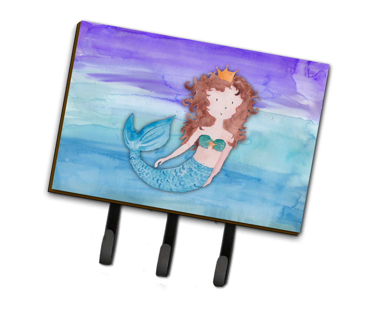 Brunette Mermaid Watercolor Leash or Key Holder