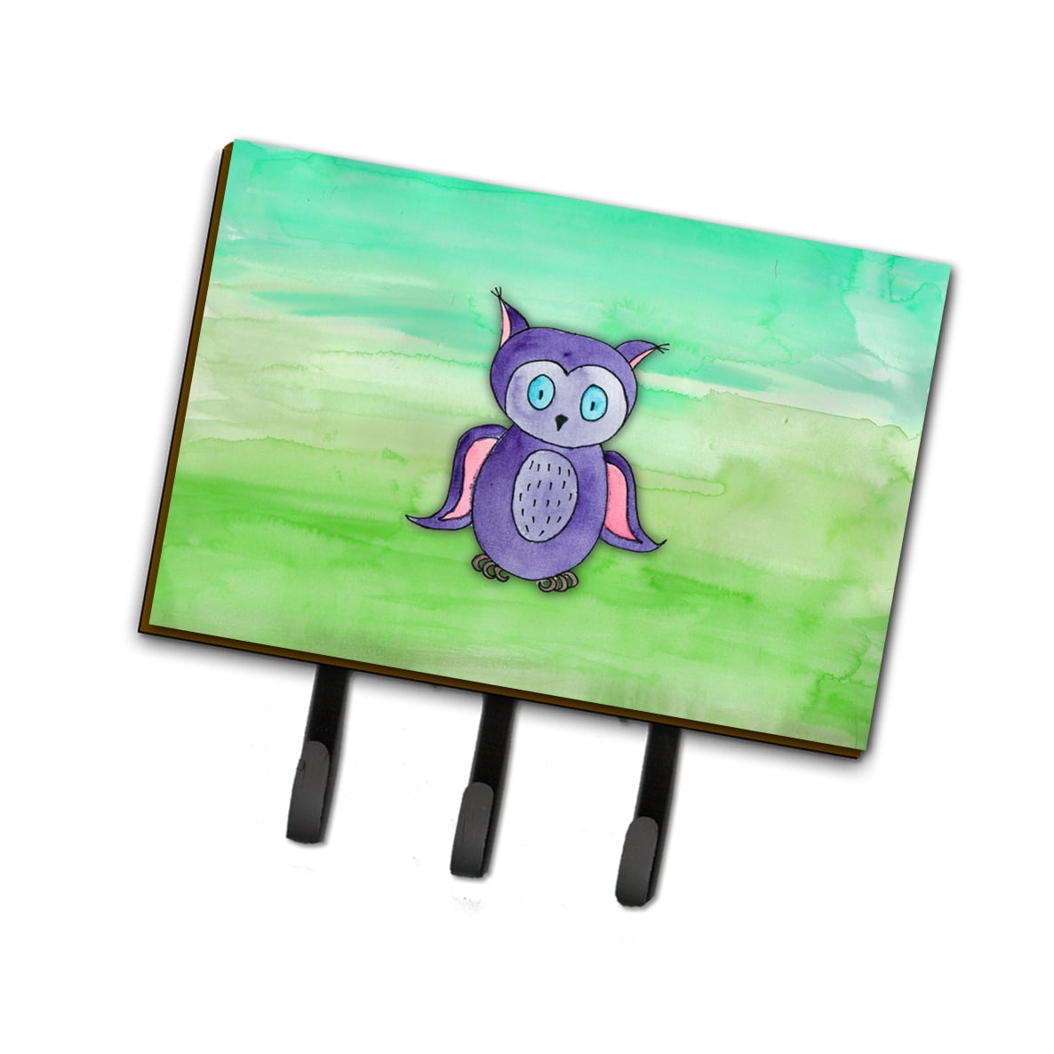 BB7429TH68 Purple Owl Watercolor Leash or Key Holder