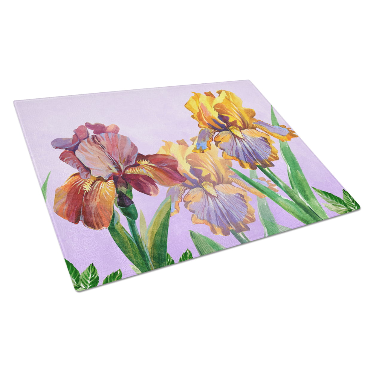 Purple & Yellow Iris Glass Cutting Board - Large
