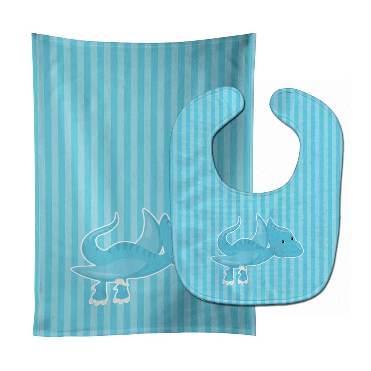 Dinosaur Blue No.2 Baby Bib & Burp Cloth