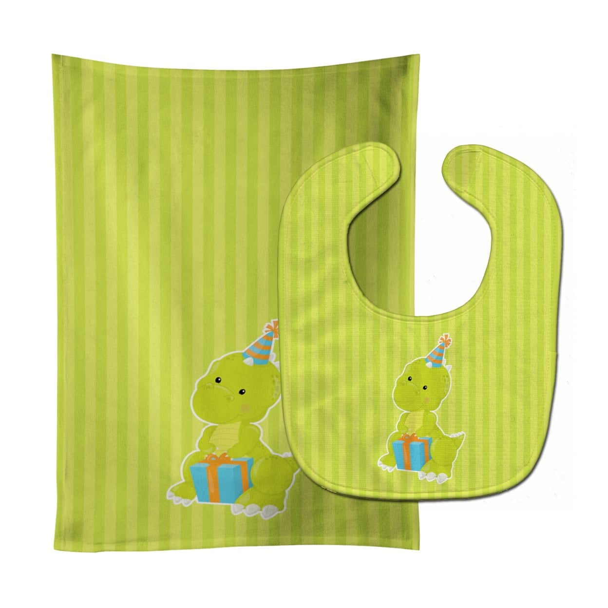 Dinosaur Green Baby Bib & Burp Cloth