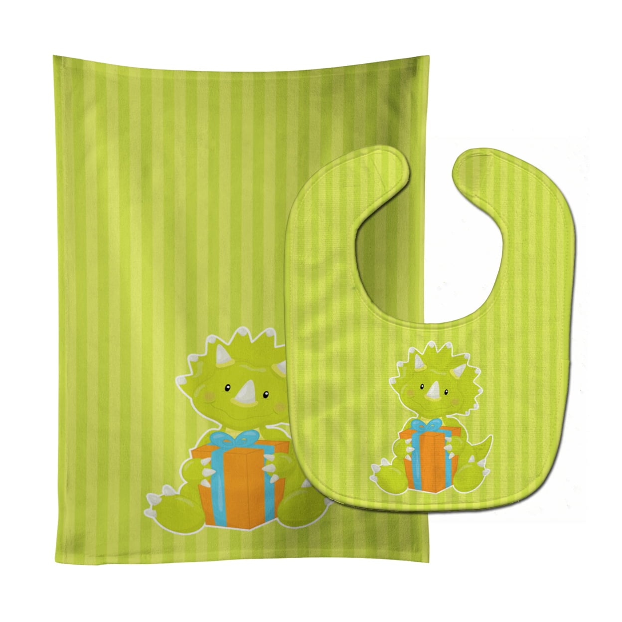 Dinosaur Green No.2 Baby Bib & Burp Cloth