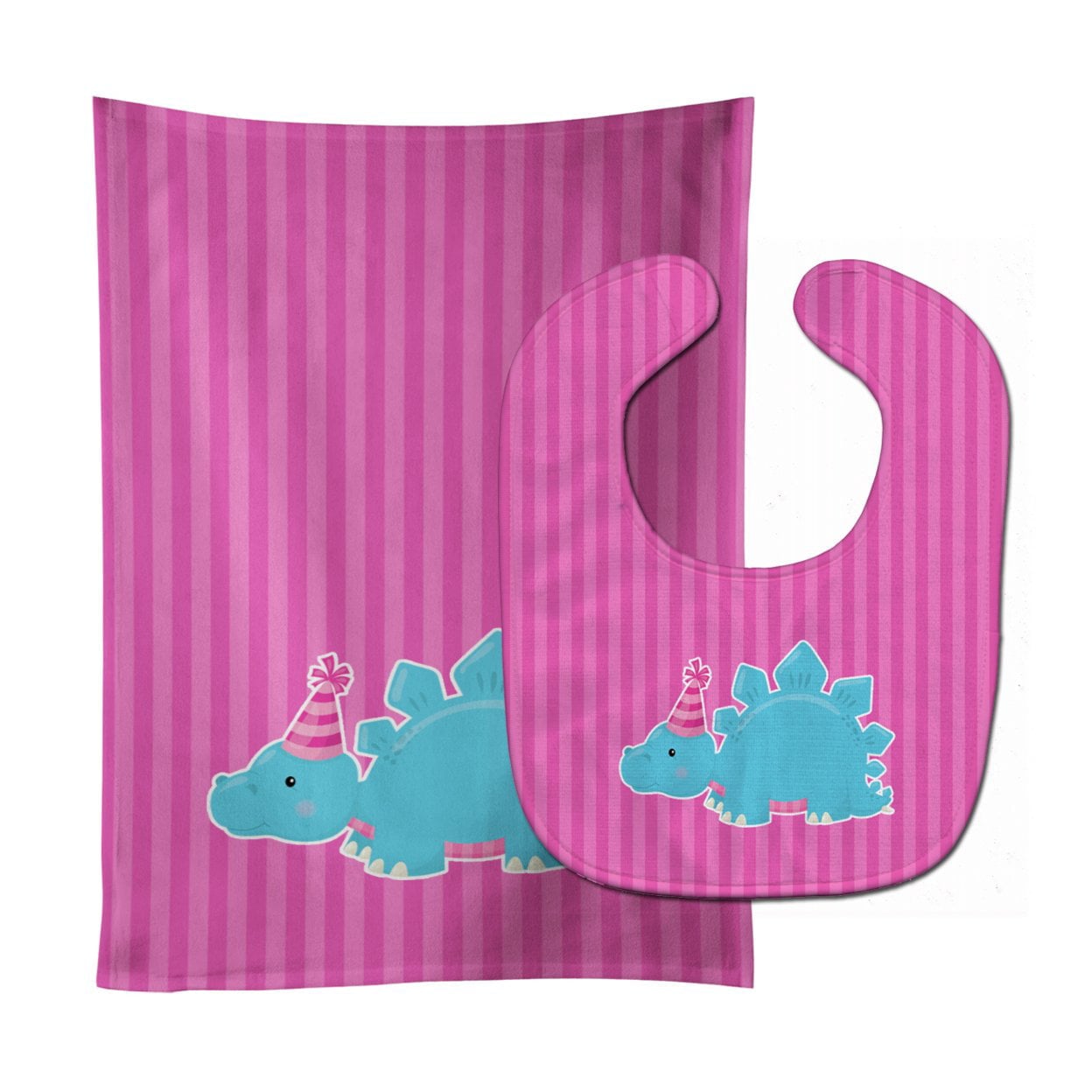 Dinosaur Pink No.3 Baby Bib & Burp Cloth