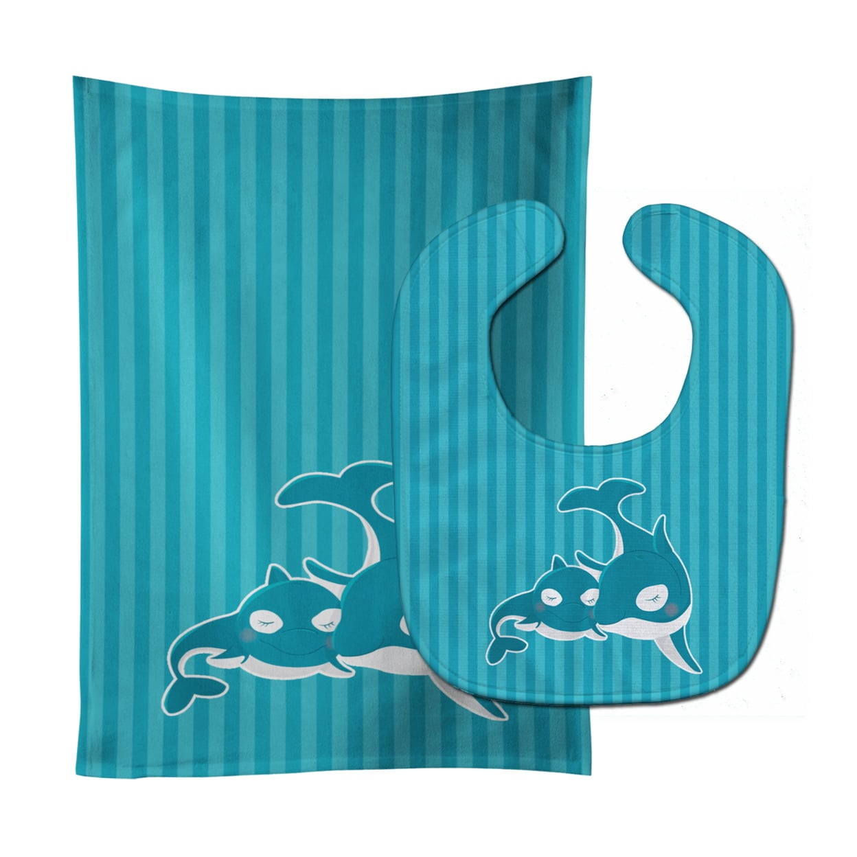 Dolphins Baby Bib & Burp Cloth