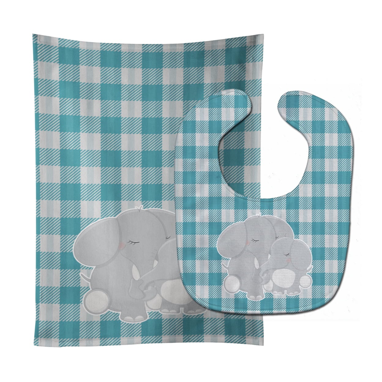Elephants Baby Bib & Burp Cloth