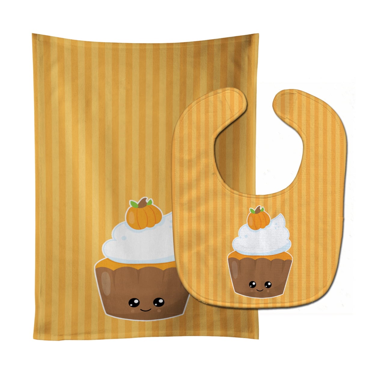 Fall Cupcake Baby Bib & Burp Cloth