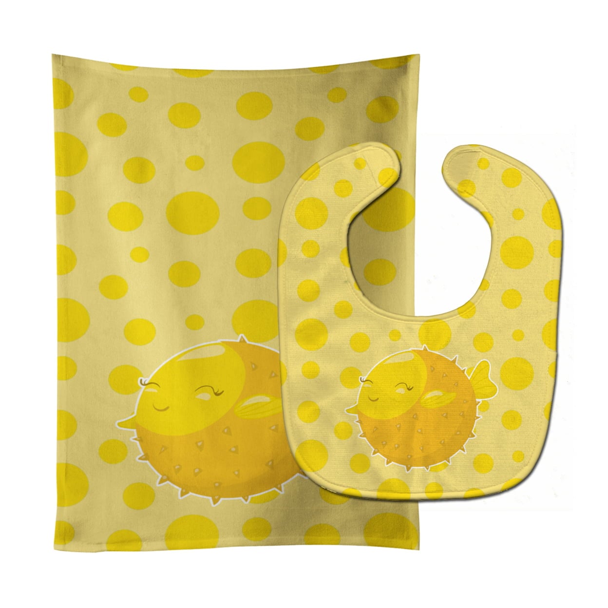 Fish Puffer Fish Baby Bib & Burp Cloth
