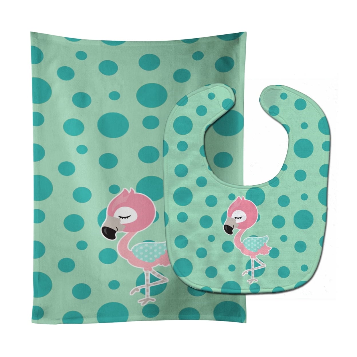 Flamingo Baby Bib & Burp Cloth