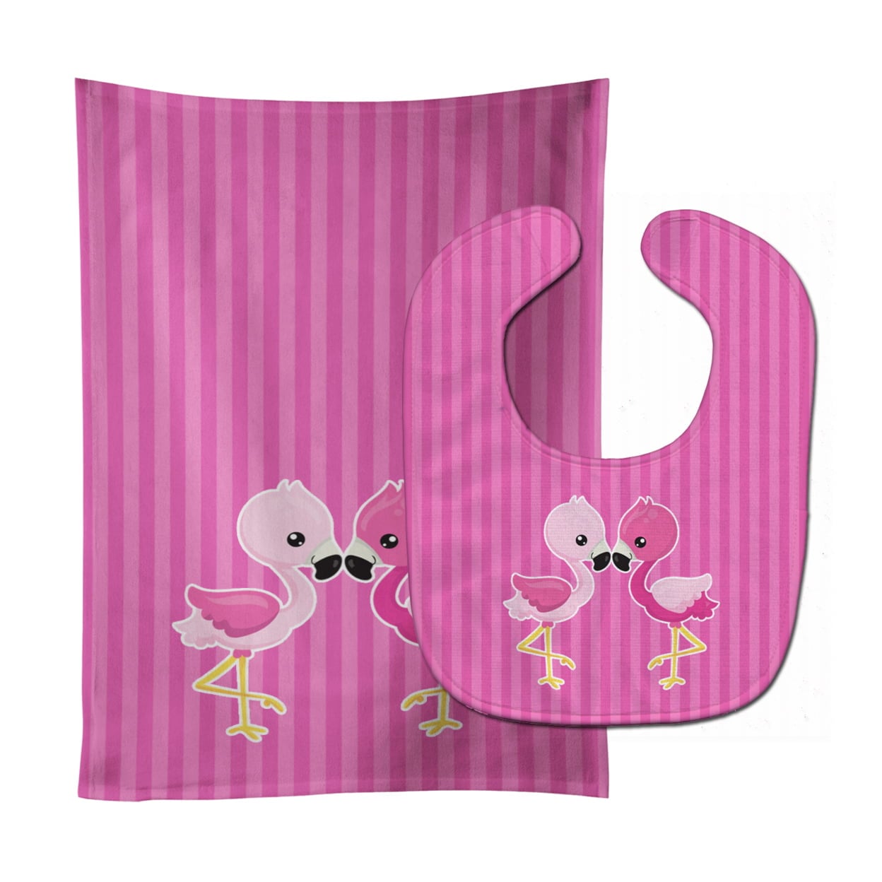 Flamingo Pair Baby Bib & Burp Cloth