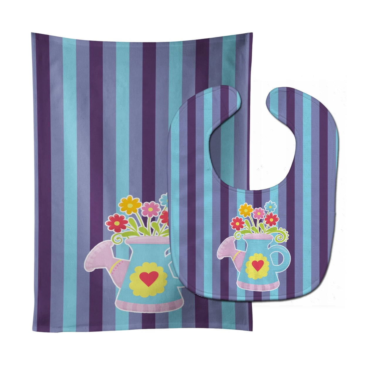 Flower Pot Baby Bib & Burp Cloth