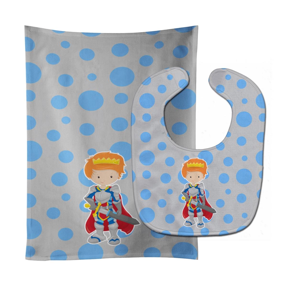 BB8744STBU Ginger Boy Knight Baby Bib & Burp Cloth