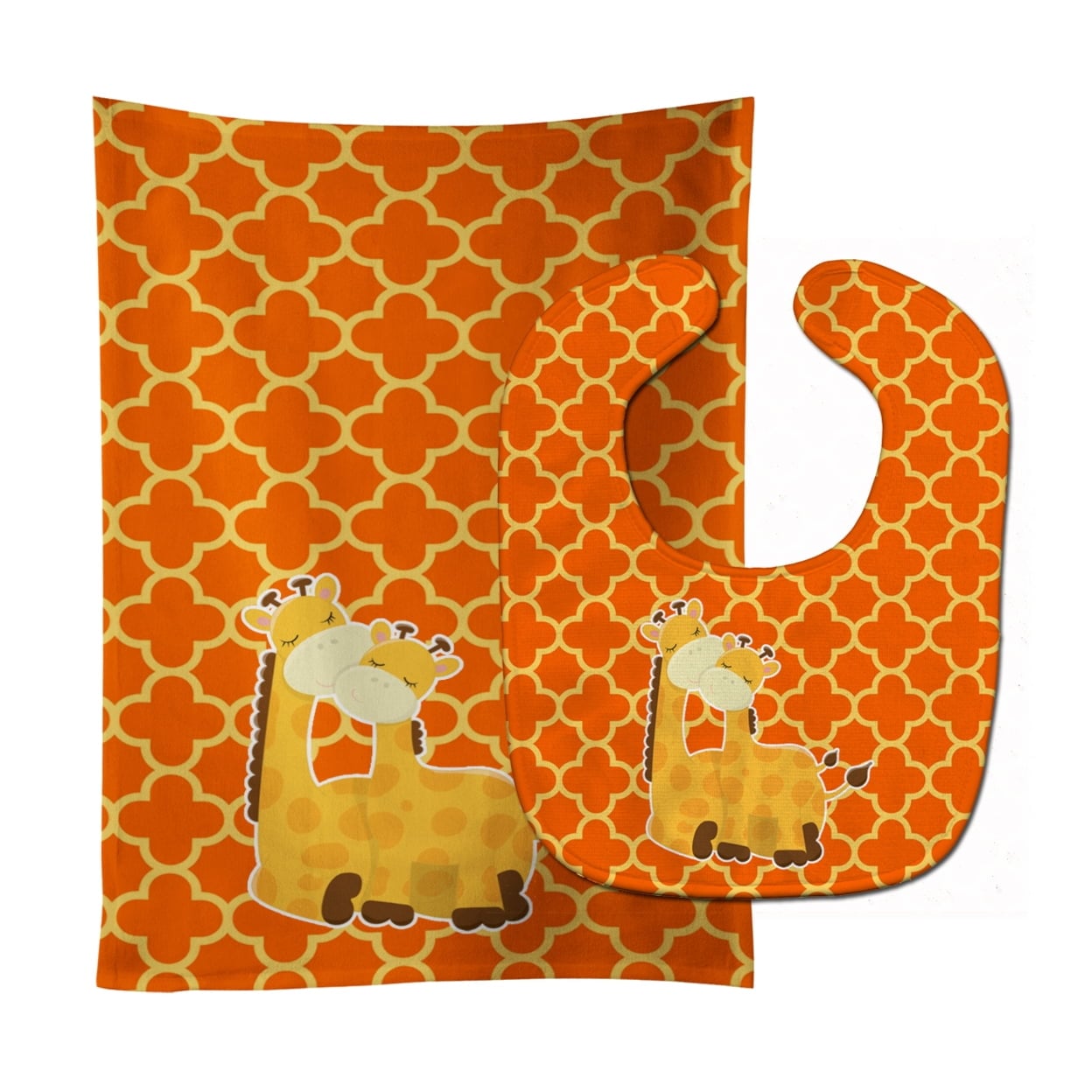 Giraffes Baby Bib & Burp Cloth