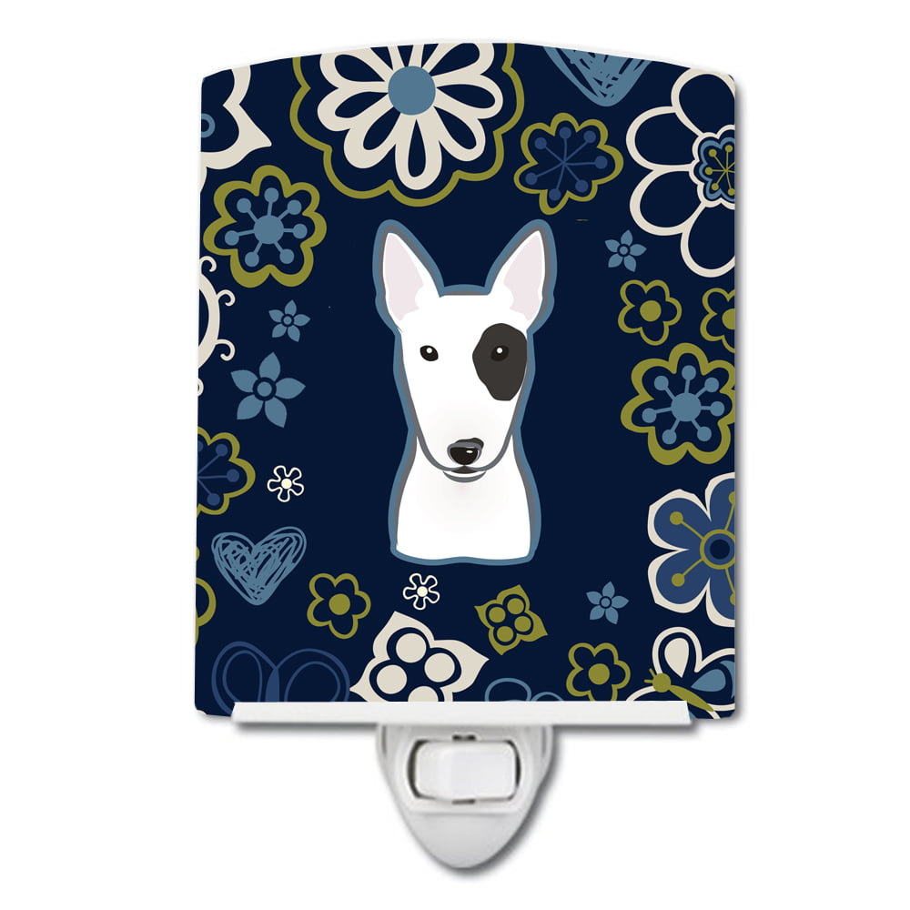 BB5060CNL Blue Flowers Bull Terrier Ceramic Night Light