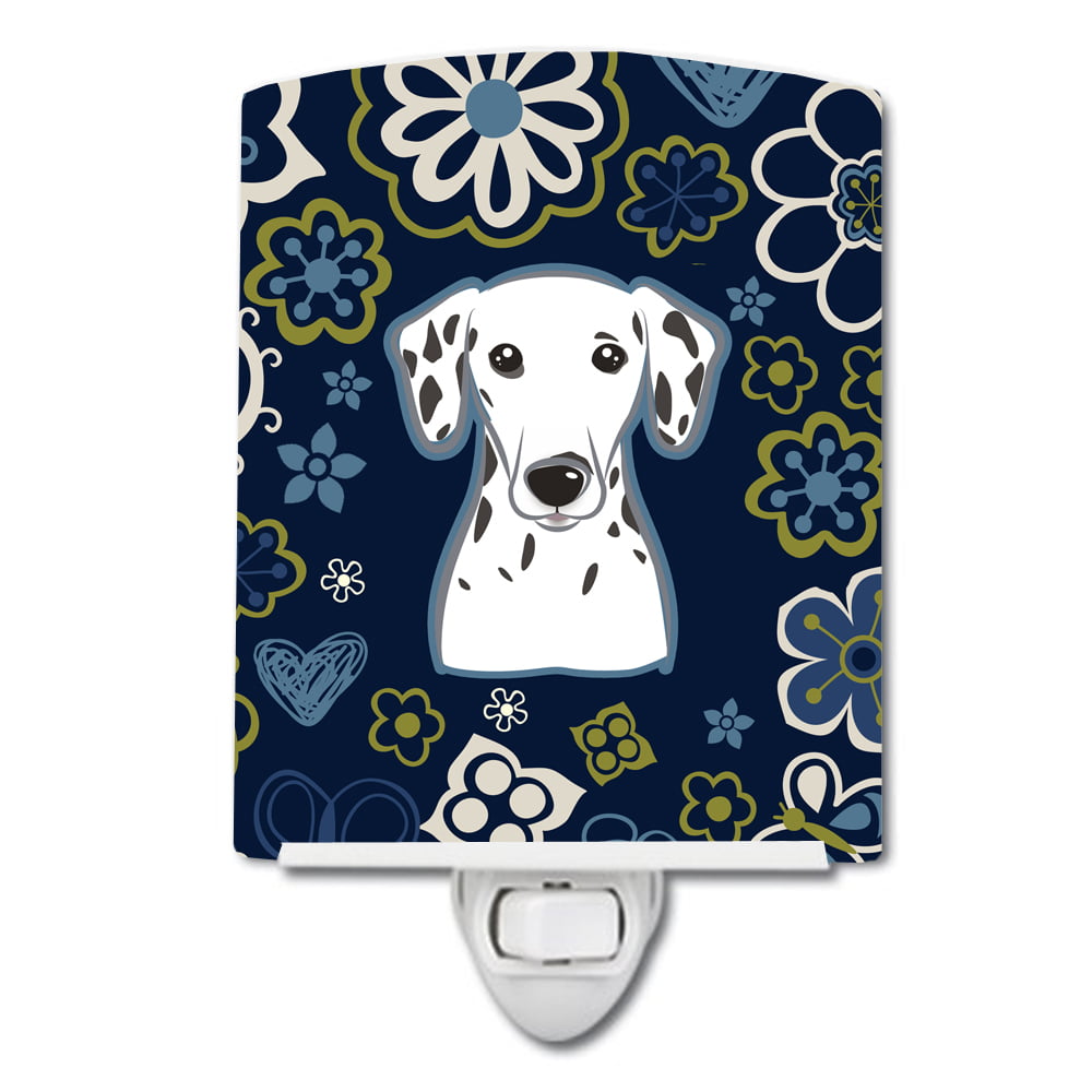 BB5061CNL Blue Flowers Dalmatian Ceramic Night Light