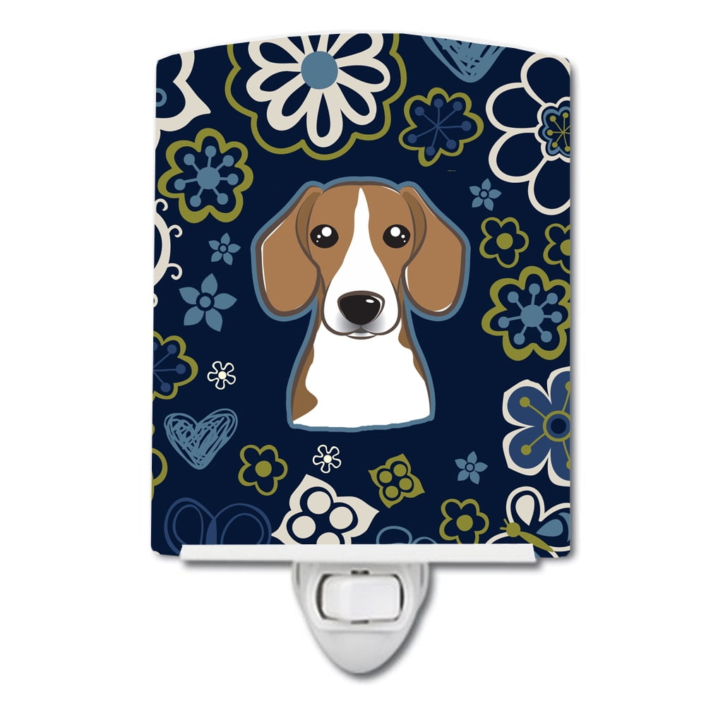 BB5090CNL Blue Flowers Beagle Ceramic Night Light