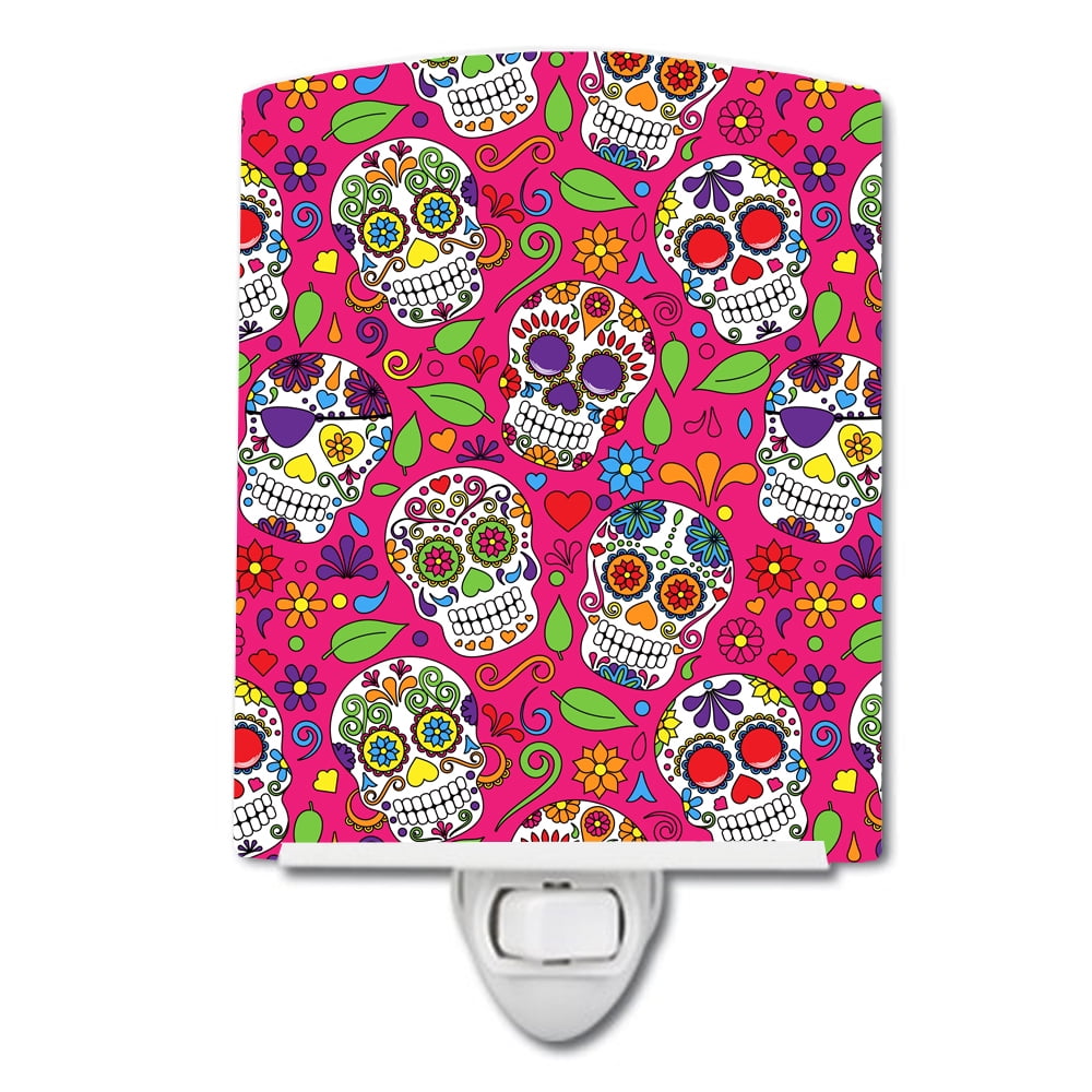 Day of the Dead Pink Ceramic Night Light